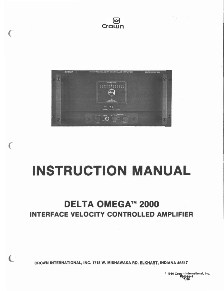 CROWN-Delta-Omega-2000-Instruction-操作说明书手册-DO2000-Instruction-操作说明书手册