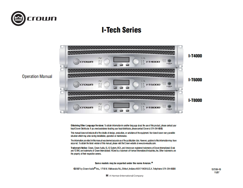 CROWN-I-Tech-Series-操作说明书手册-137289