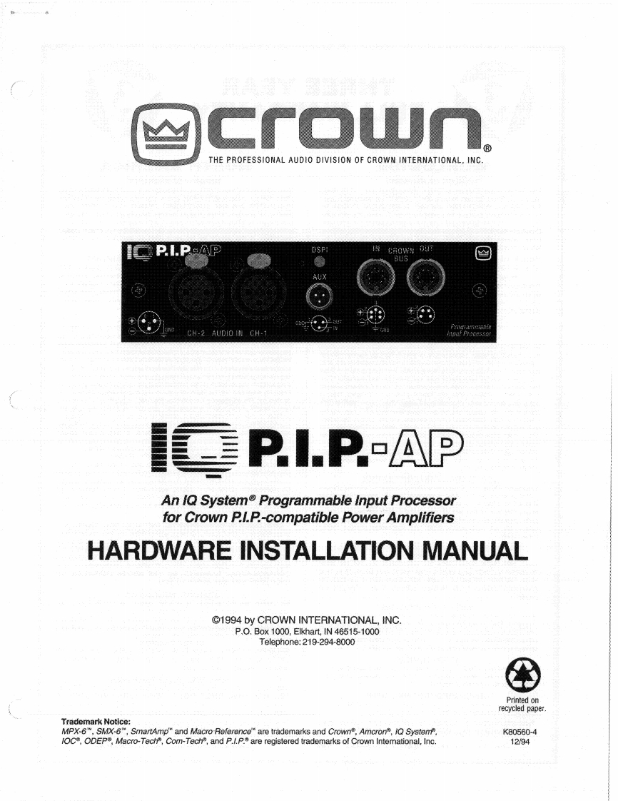 CROWN-IQ-PIP-AP-Owners-操作说明书手册-IQ_PIP_APOwners操作说明书手册
