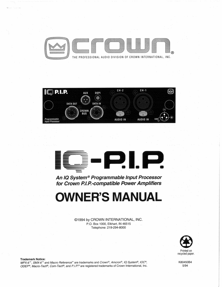 CROWN-IQ-PIP-Owners-操作说明书手册-IQ_PIPowners操作说明书手册