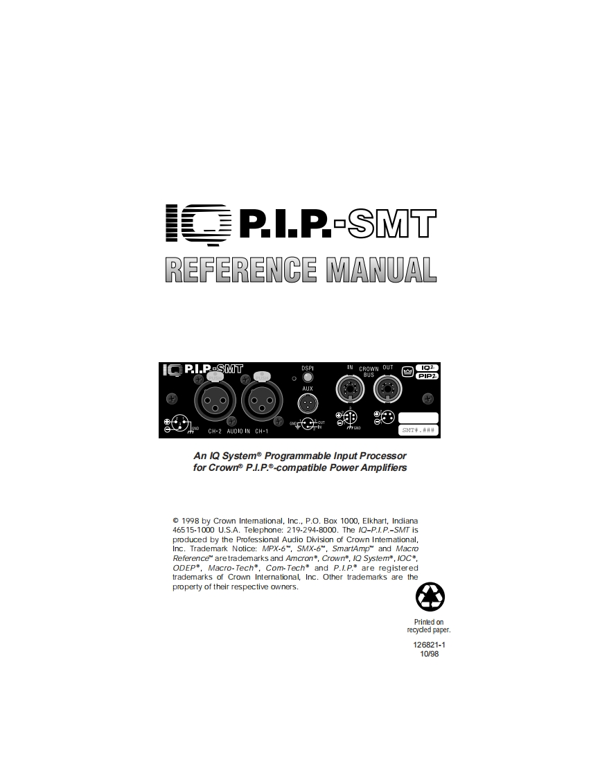 CROWN-IQ-PIP-SMT-Reference-操作说明书手册-126821
