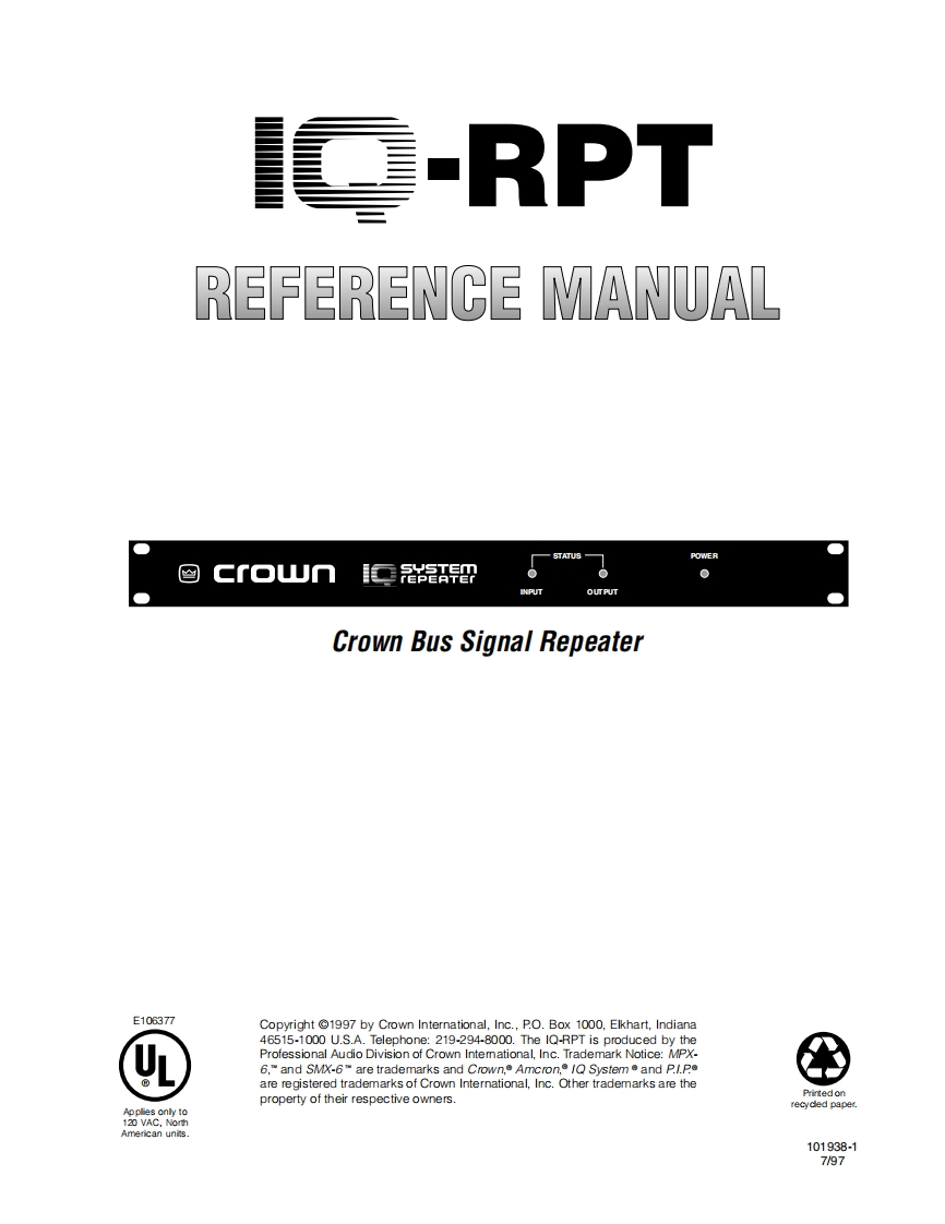 CROWN-IQ-RPT-Reference-操作说明书手册-101938