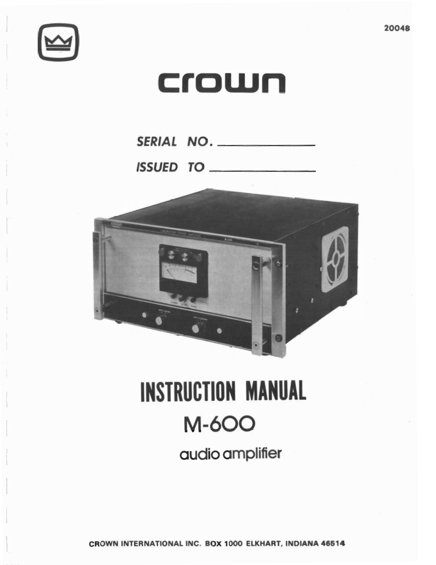 CROWN-M600-Instruction-操作说明书手册-M600Instruction操作说明书手册