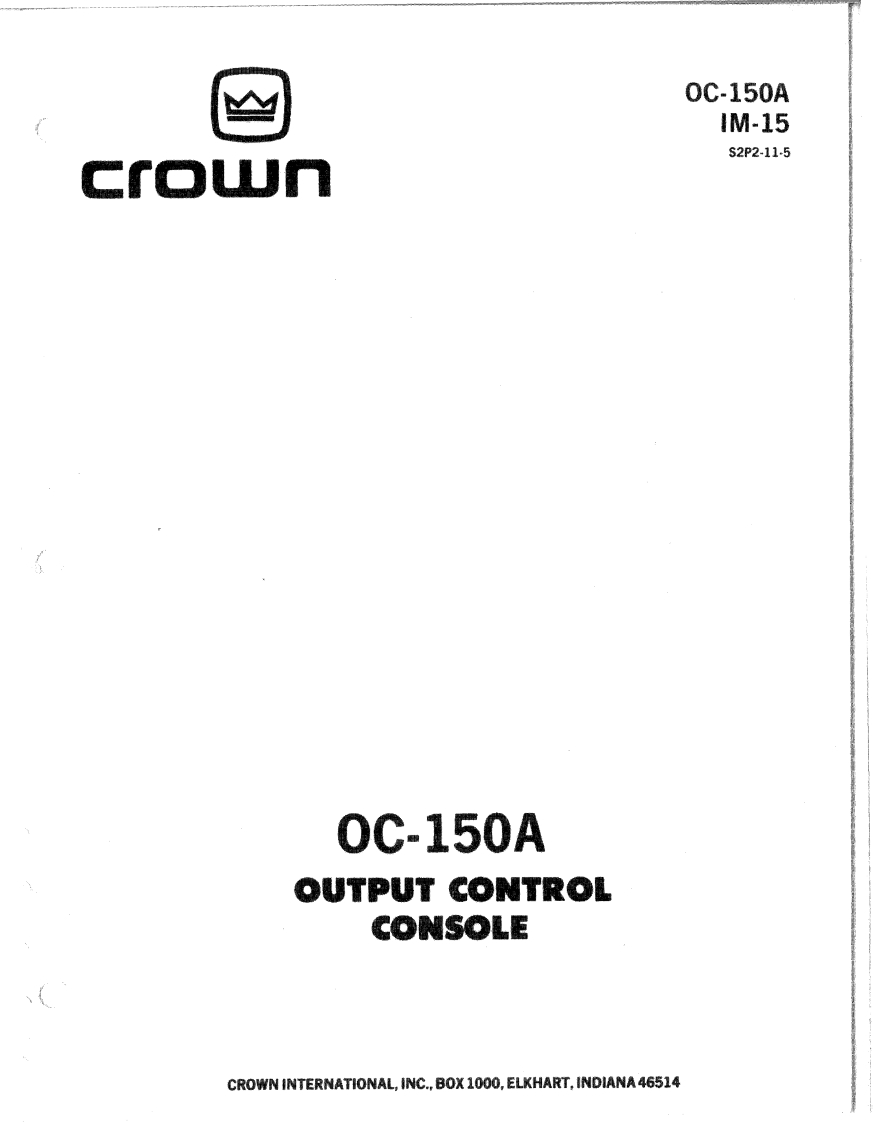 CROWN-OC-150A-操作说明书手册-OC150A操作说明书手册