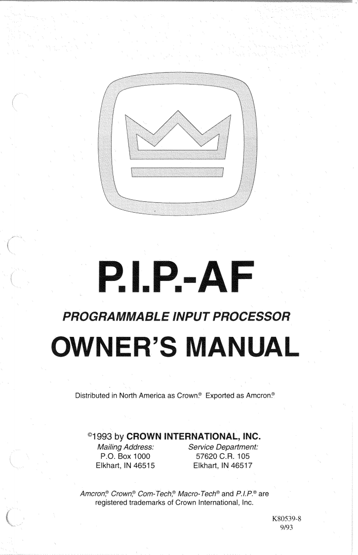 CROWN-PIP-AF-Reference-操作说明书手册-PIP_AF-IM