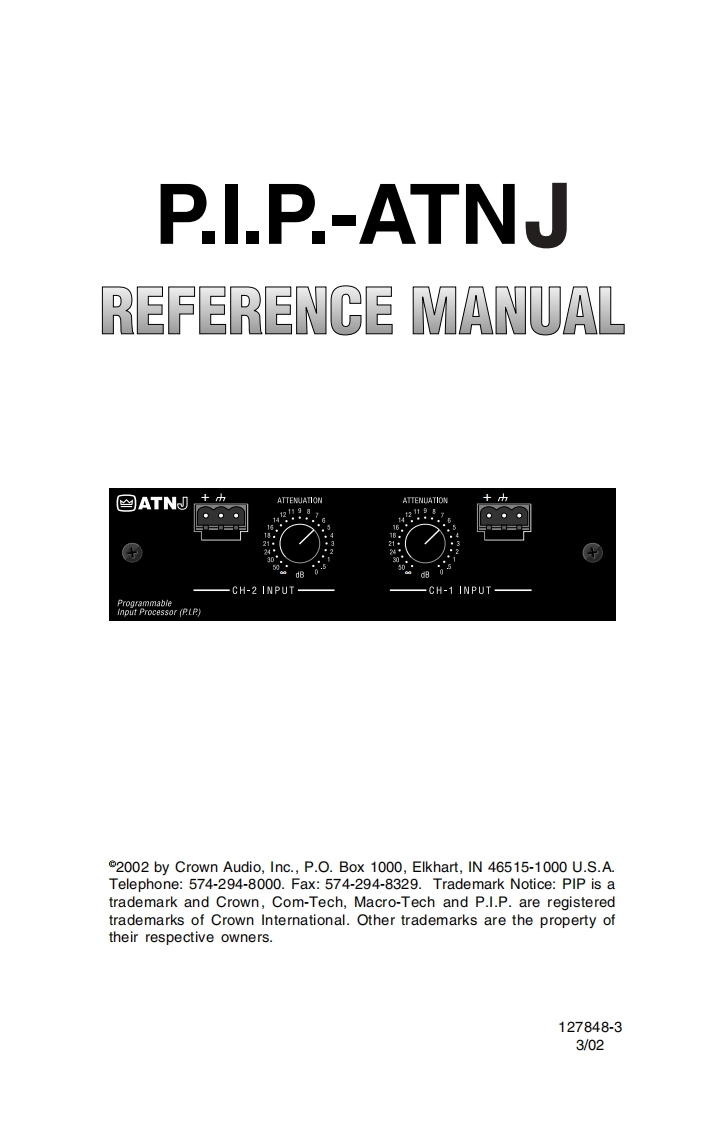 CROWN-PIP-ATNJ-Reference-操作说明书手册-127848