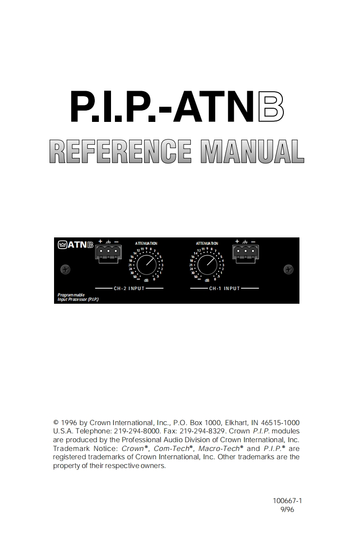 CROWN-PIP-ATNb-Reference-操作说明书手册-pipatnb