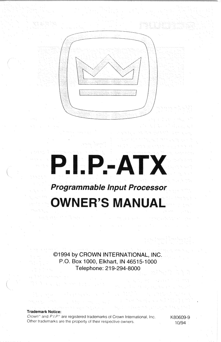 CROWN-PIP-ATX-Reference-操作说明书手册-PIP_ATX-IM