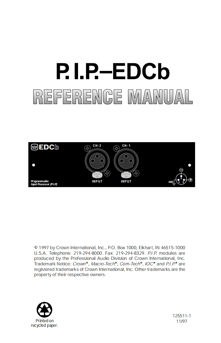 CROWN-PIP-EDCb-Reference-操作说明书手册-125511