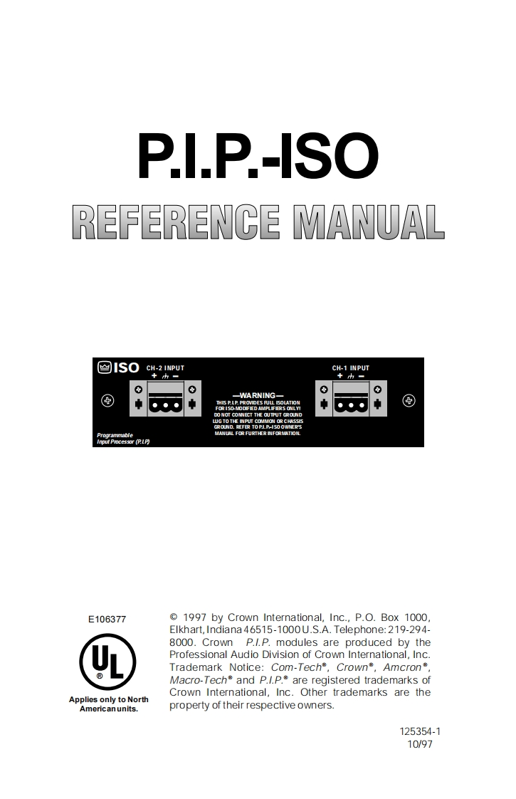 CROWN-PIP-ISO-Reference-操作说明书手册-pipiso