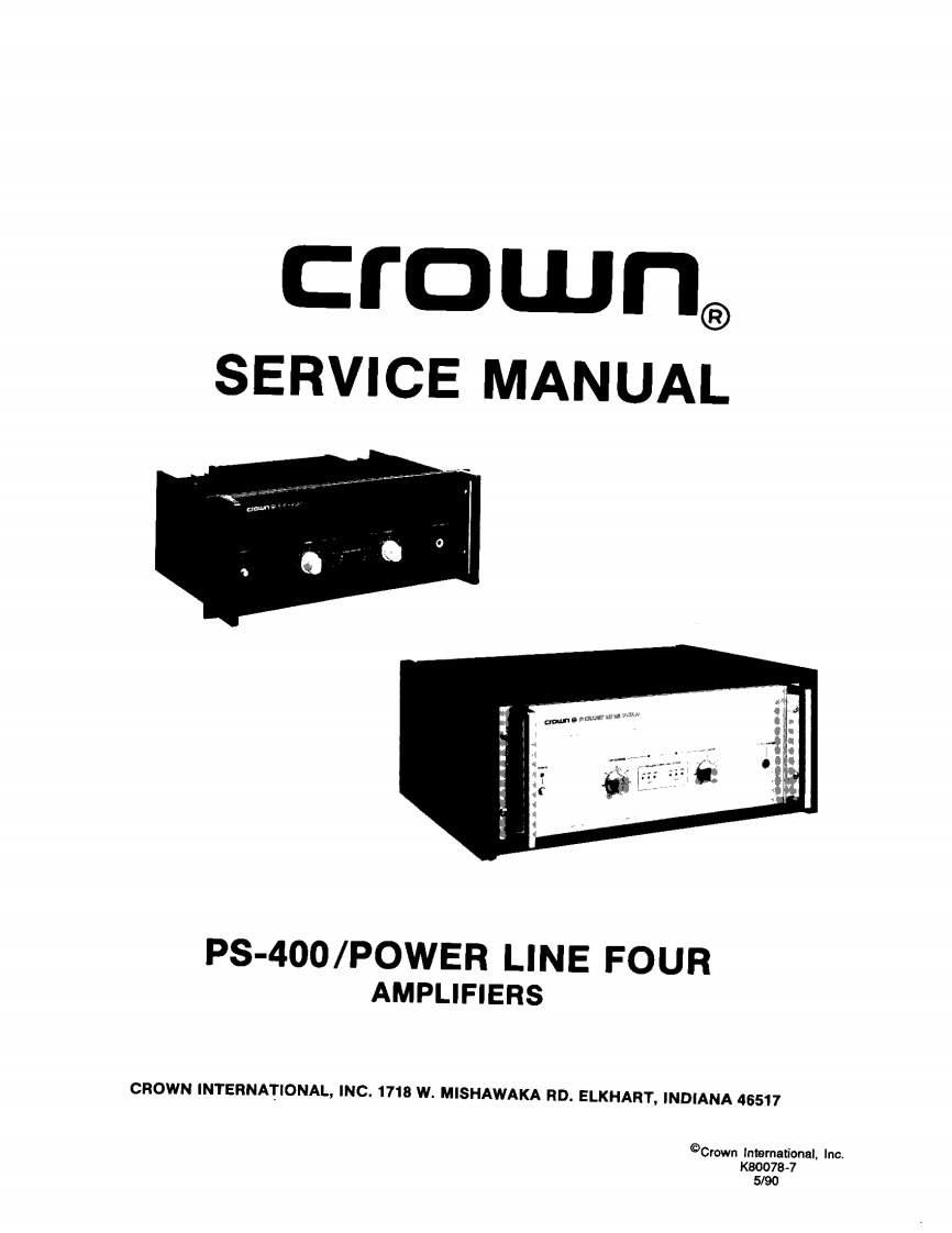 CROWN-PS-400PL4-维修操作说明书手册-k80078-7-找手册网