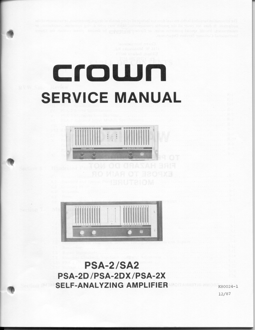CROWN-PSA-2-维修操作说明书手册-1-of-7-psa2servicemanual1of7
