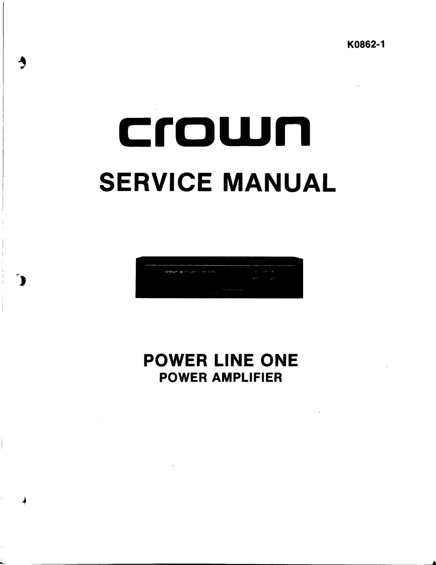 CROWN-Power-Line-One-维修操作说明书手册-k0862-1