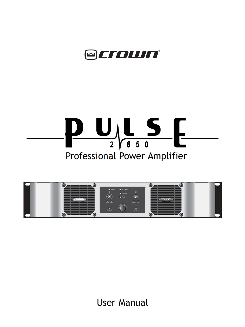 CROWN-Pulse-2X650-操作说明书手册-133784