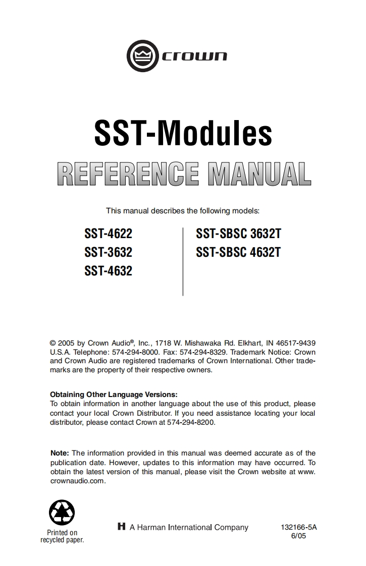 CROWN-SST-Modules-Reference-操作说明书手册-132166