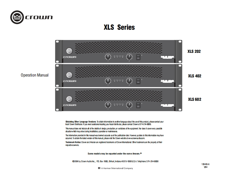 CROWN-XLS-Series-操作说明书手册-133465-6
