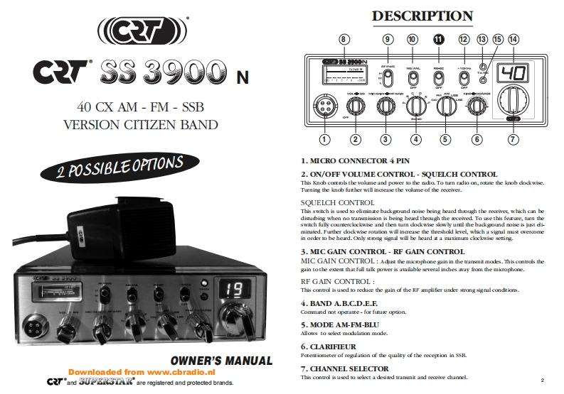 CRT_Superstar_3900N_使用说明书手册_FR