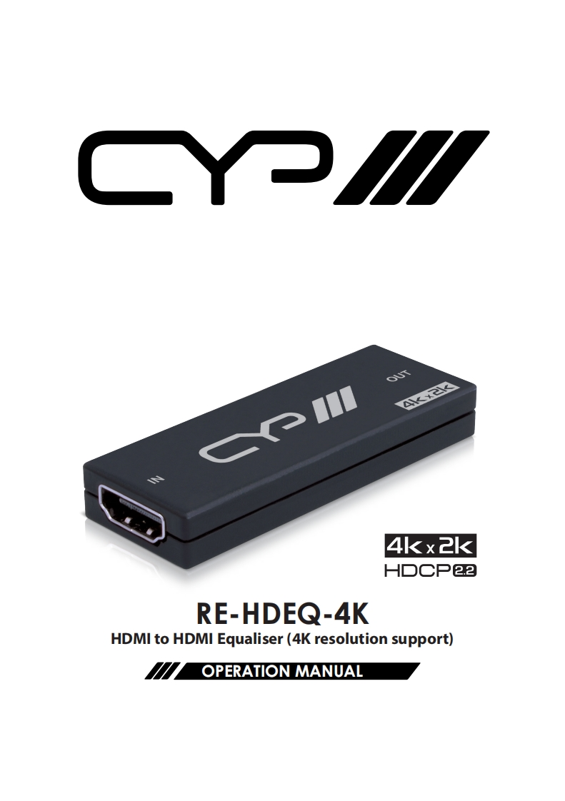 CYP-HDEQ-4K-操作说明书手册-v1.00新质力文库 - 聚焦新质生产力发展的数字化知识库_行业洞察 / 理论成果 / 实践指南免费下载新质力文库