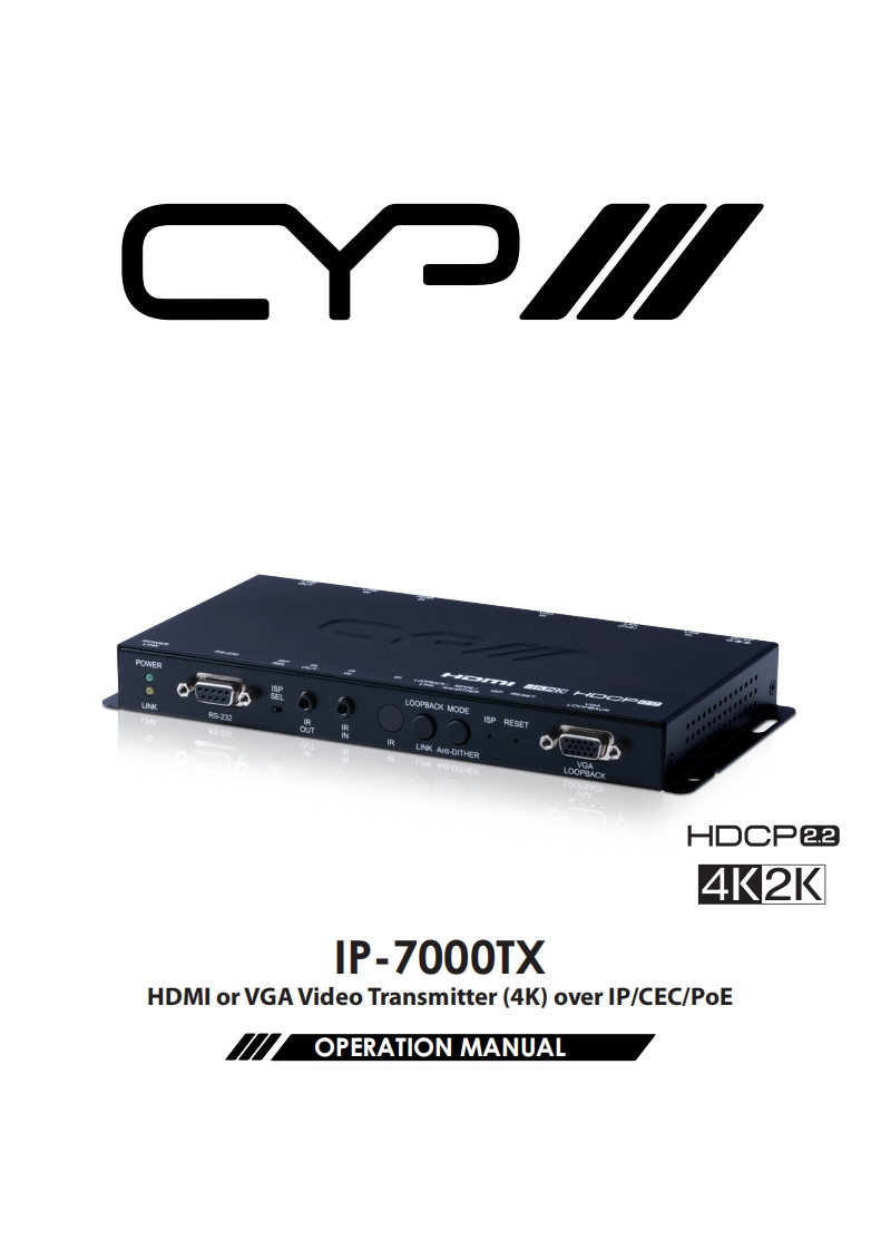 CYP-IP-7000TX-操作说明书手册-v1.01