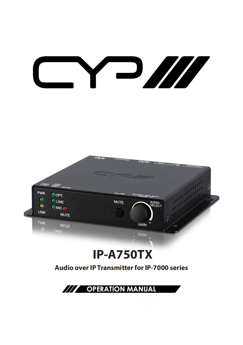 CYP-IP-A750TX-操作说明书手册-v1.01