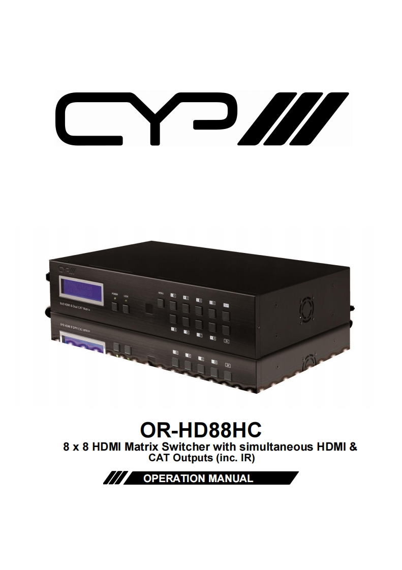 CYP-OR-HD88HC-操作说明书手册