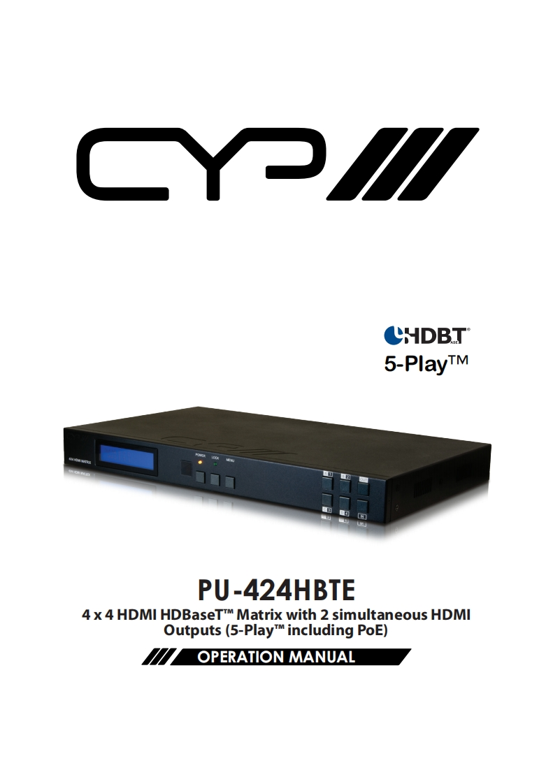 CYP-PU-424HBTE-操作说明书手册