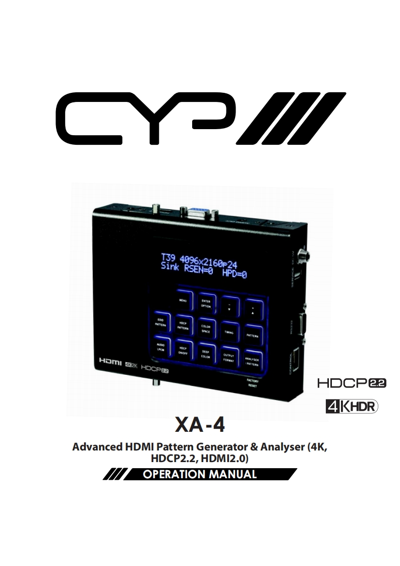 CYP-XA-4-操作说明书手册-v1.00