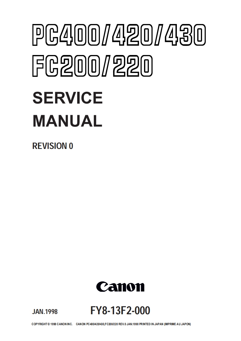 CanonFC220维修维护手册