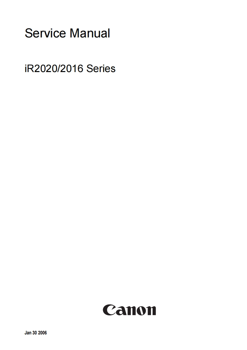 CanoniR2020iR2016维修维护手册Jan.2006