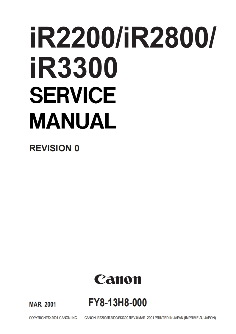 CanoniR2200iR2800iR3300维修维护手册