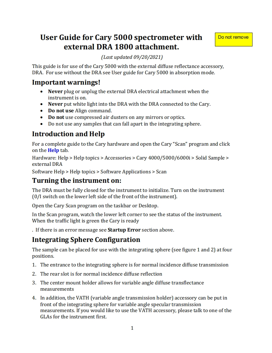 Cary5000_User_Guide操作说明书手册