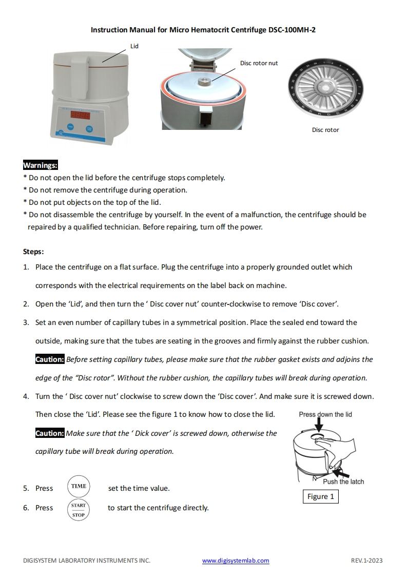 CentrifugeDSC-100MH-2Digitalversion(操作说明书手册)