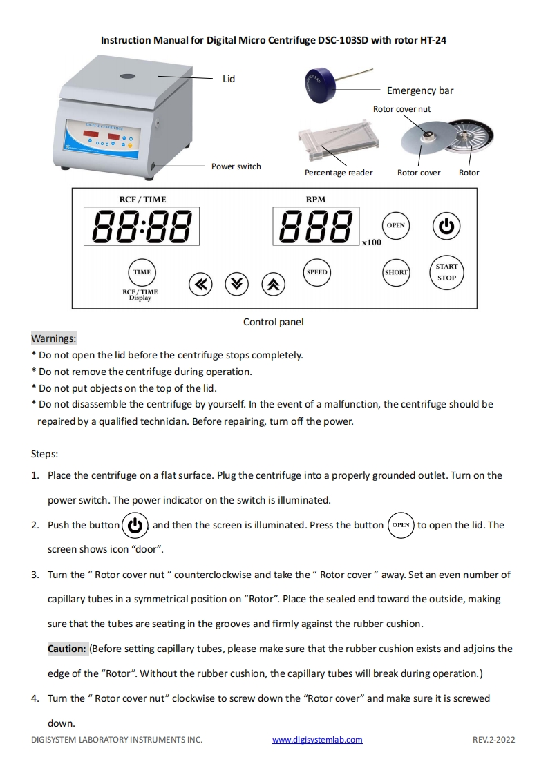 CentrifugeDSC-103SD-HT24(操作说明书手册)