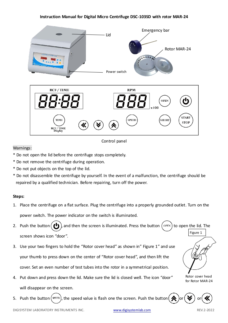 CentrifugeDSC-103SD-MAR24(操作说明书手册)
