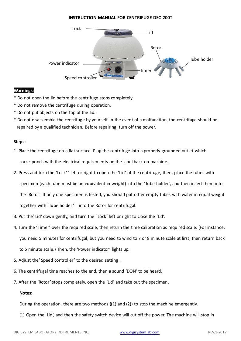 CentrifugeDSC-200T(操作说明书手册)