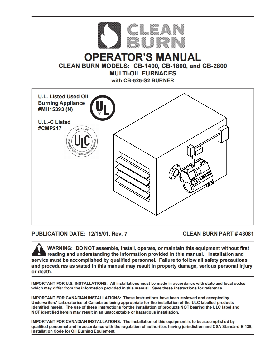 Clean-Burn-2800-Operator-操作说明书手册
