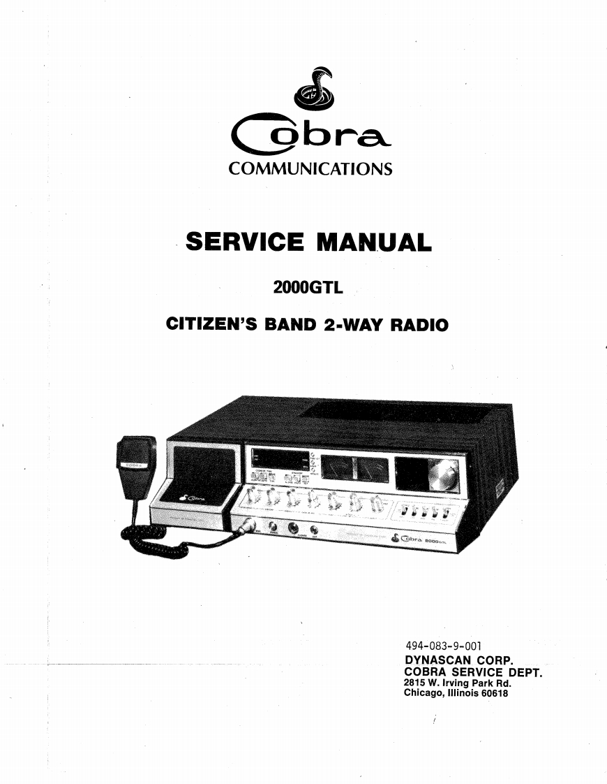 Cobra_2000GTL_Service_Manual维修手册含电器原理图