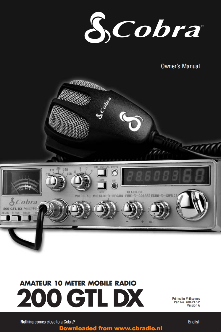 Cobra_200GTLDX_Manual操作说明书手册
