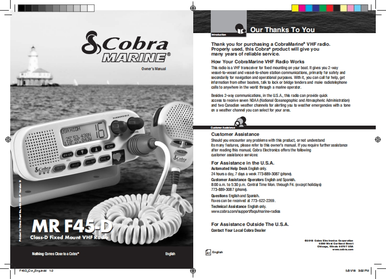 Cobra_MR_F45-D_Manual操作说明书手册