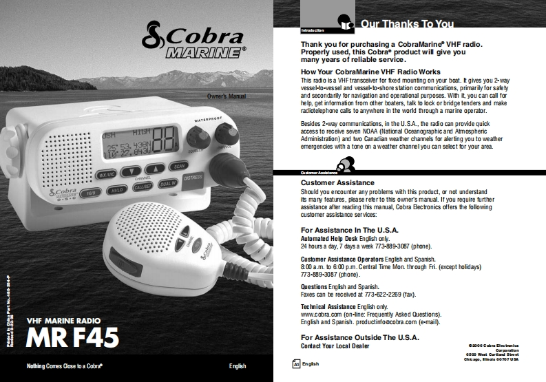 Cobra_MR_F45_Manual操作说明书手册