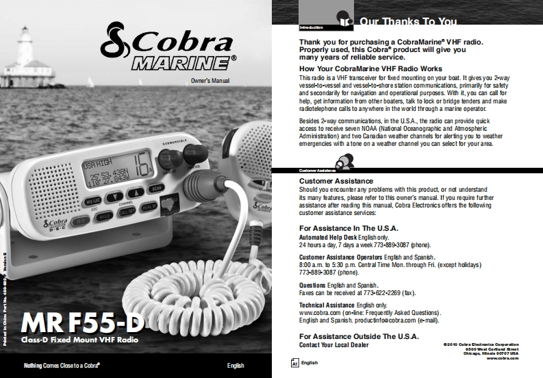 Cobra_MR_F55-D_Manual操作说明书手册