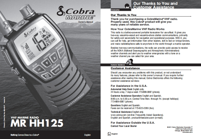 Cobra_MR_HH125_Manual操作说明书手册