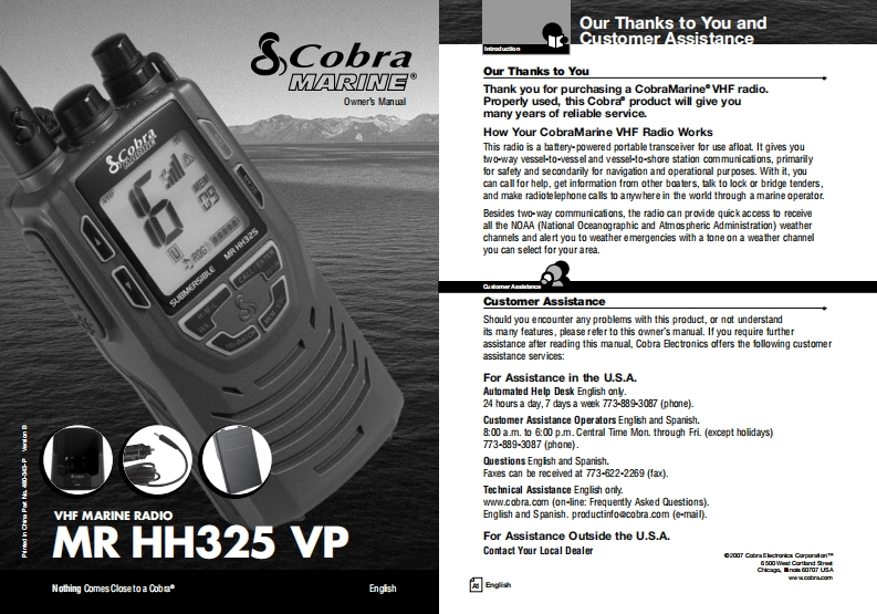 Cobra_MR_HH325VP_Manual操作说明书手册
