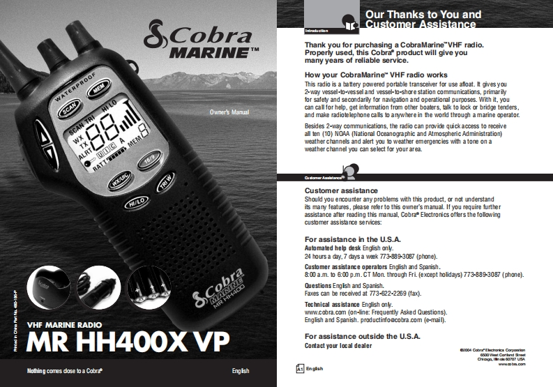 Cobra_MR_HH400XVP_Manual操作说明书手册