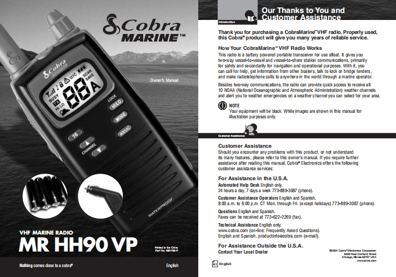 Cobra_MR_HH90VP_Manual操作说明书手册
