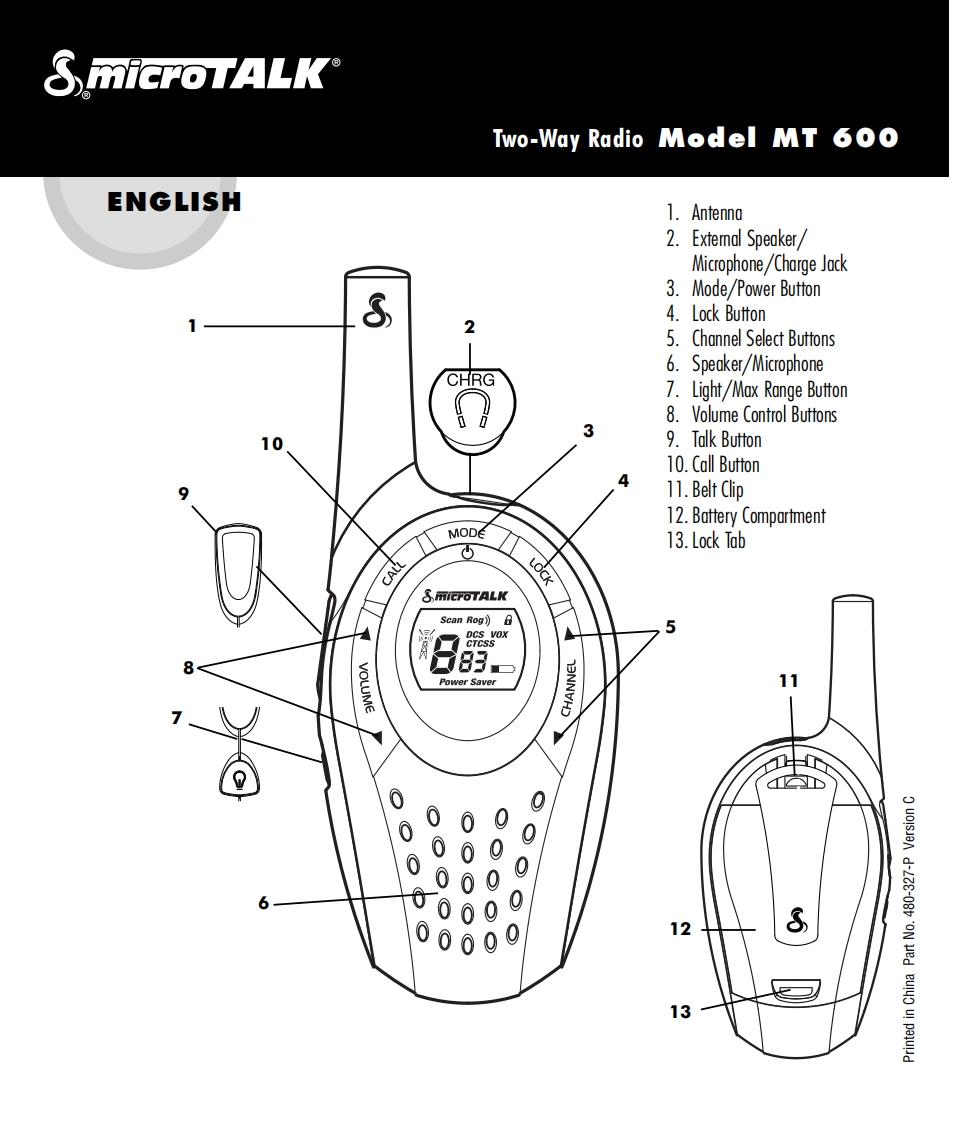 Cobra_MT600_Manual操作说明书手册