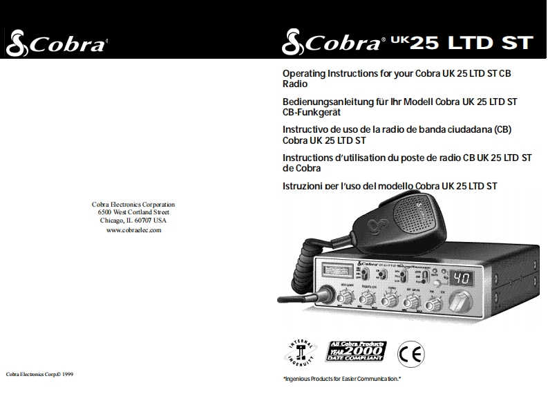 Cobra_UK_25_LTD_ST_Manual操作说明书手册