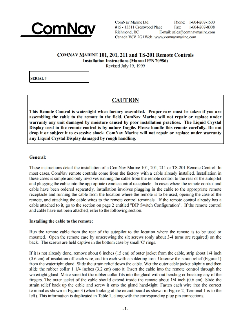 ComNav-101-201-211-TS201-操作说明书手册