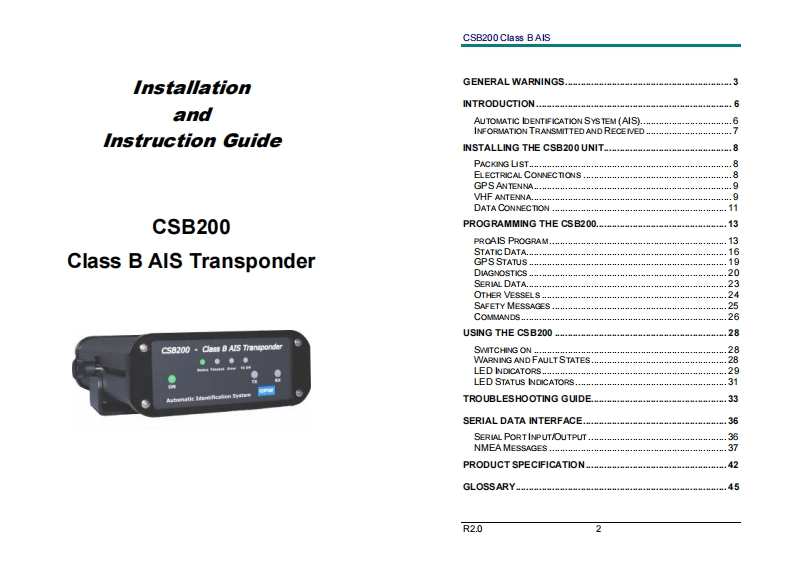 Comar_CSB200_Manual操作说明书手册