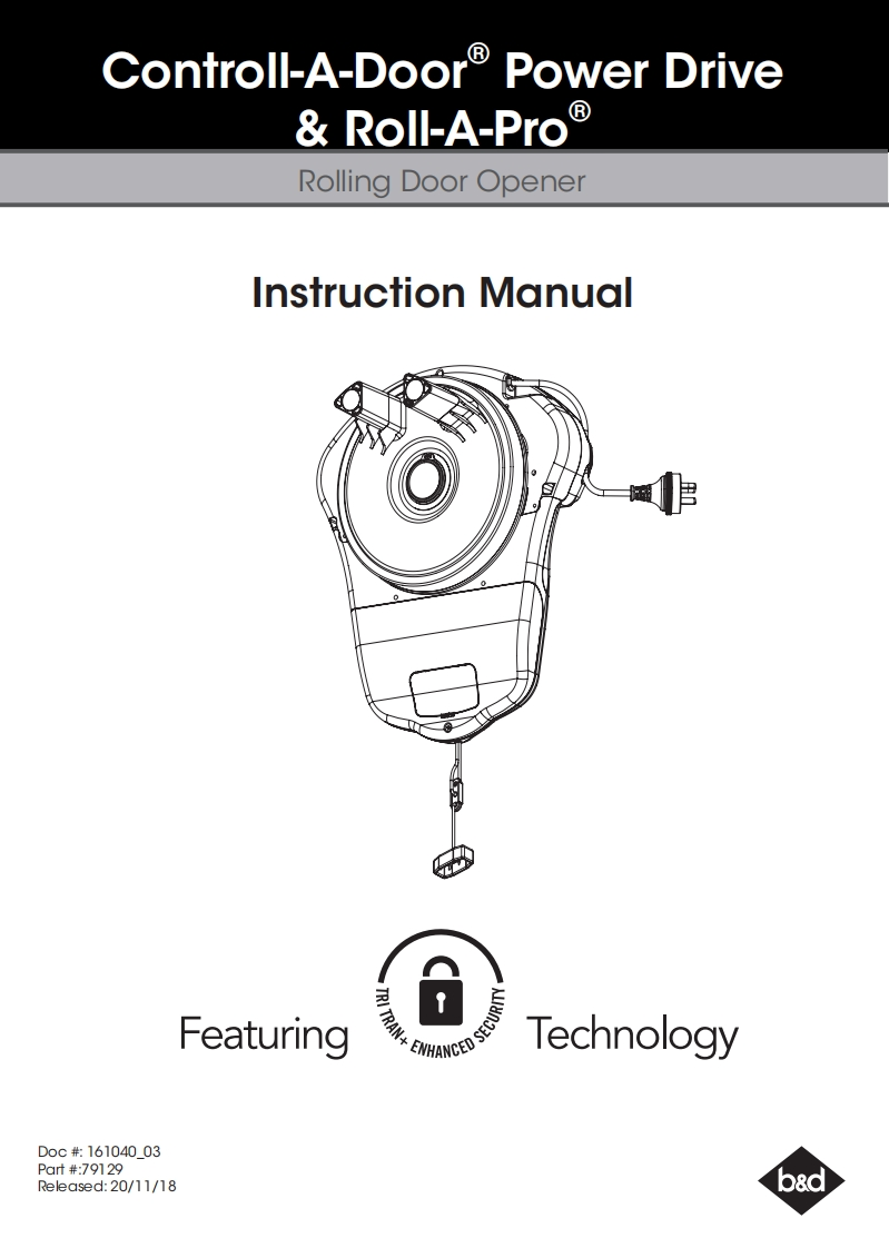 Controll-A-Door-Power-Drive-and-Roll-A-Pro-操作说明书手册